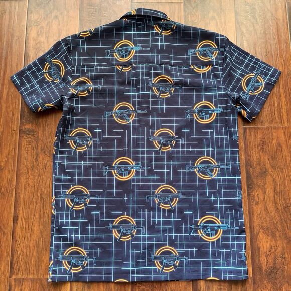 Retro Rifle “The Grid” Men’s Button Up Shirt Blue Gun Grid Pattern Stretchy Sz M - Picture 11 of 16